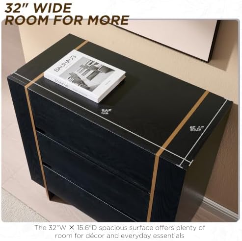 OKD 32” Large Modern 3 Drawer Dresser for Bedroom