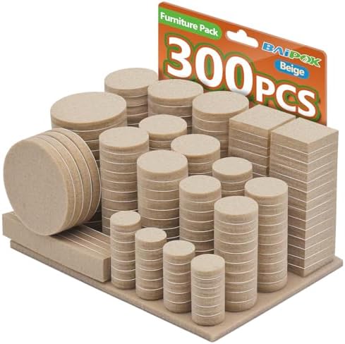 Furniture Pads 300 Pack Furniture Felt Pads for Hardwood Floors, Beige