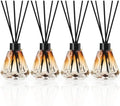 Reed Diffuser Set - 4 Empty Bottles with 20 Sticks, Delicate Gold Leaf Decor, Glass Fragrance Diffuser with Lids for Home, Bathroom | Refillable, Diamond Style (4 PCS Black)