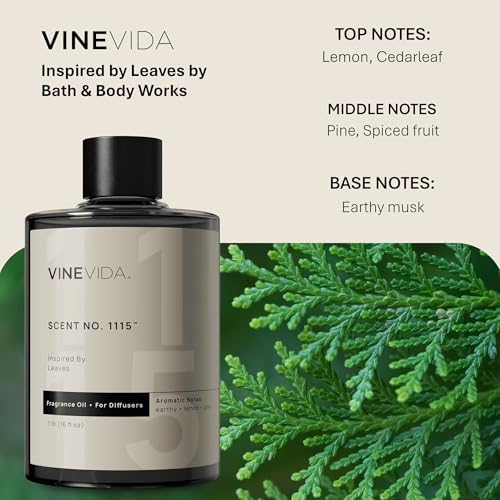 VINEVIDA [16 Fl Oz] Scent NO. 1115 Fragrance Oil for Cold Air Diffusers, Aromatic Notes of Earthy Musk Pine Lemon, Essential Oils for Diffuser Oil Refill & Air Freshener Room Spray