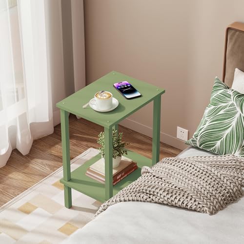 TUTOTAK End Table, Side Table, Nightstand, 2-Tier Storage Shelf