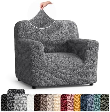 PAULATO Premium Stretch Couch Covers for Sofa - Sofa Chair Cover Washable, Dogs & Pets Friendly - Elastic Polyester Loveseat Slipcovers - Non-Slip Love Seat Couch Covers - Dark Grey (21"-39" Wide)