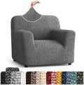 PAULATO Premium Stretch Couch Covers for Sofa - Sofa Chair Cover Washable, Dogs & Pets Friendly - Elastic Polyester Loveseat Slipcovers - Non-Slip Love Seat Couch Covers - Dark Grey (21"-39" Wide)