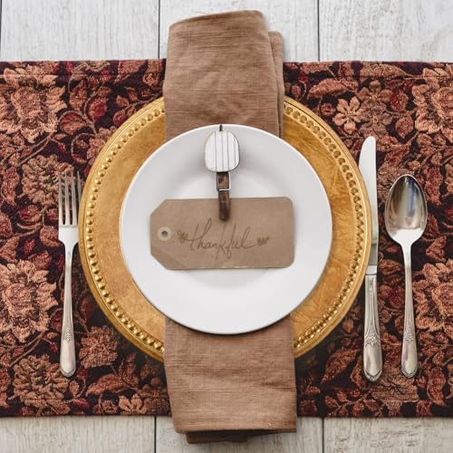 13" Vintage Gold Brown Charger Plate, Rustic Chargers for Dinner Plates, Elegant Table Setting Centerpieces Decor Bulk Wedding, Christmas, Thanksgiving, Halloween, Holiday Parties Events, Set of 6