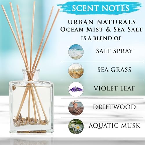Urban Naturals Reed Diffuser Set, Ocean Mist & Sea Salt - Bathroom Décor