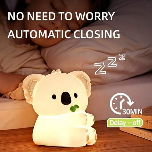 Koala Night Light for Adults Kids,Dimmable Bedside Lamp,Touch Control Night Lamp with 7 Colors 30Min Timer,Used for Camping Party Room Decor Thanksgiving Day Halloween Christmas Birthday Gifts