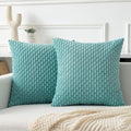 Kevin Textile Soft Corduroy 26x26 Inch Pillow Covers 2 Pack, Aqua Green