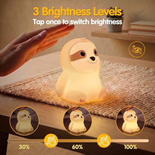 Sloth Silicone Night Light for Kids, Cute Squishy LED Lamp Gift