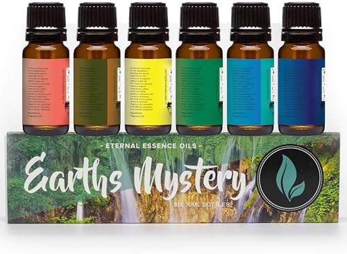 Eternal Essence Oils Earths Mystery Set of 6 Premium Fragrance Oils - Includes Freesia Plumeria, Sweet Grass, Amberwood Moss, Adriatic Fig, Moroccan Argan Type, and Coral Reef Scented Oils - 10ML