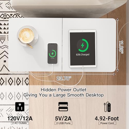 LIDYUK End Table with Charging Station, Narrow Side Table with Drawer