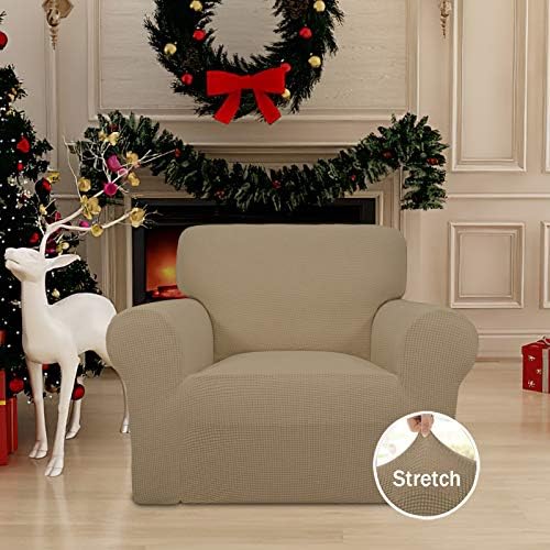Easy-Going Stretch Chair Slipcover with Arm Washable Tan