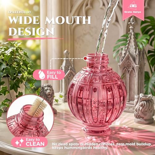 Glass Hummingbird Feeder for Outdoors Hanging, 26 fl oz Bird Nectar Feeder