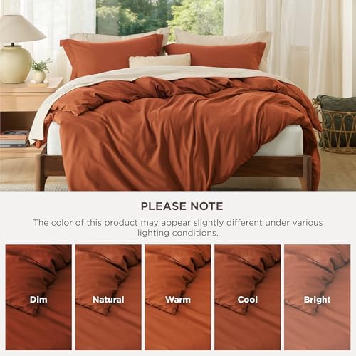 Bedsure Duvet Cover Queen Size, 3Pcs Double Brushed Bedding Set, Terracotta