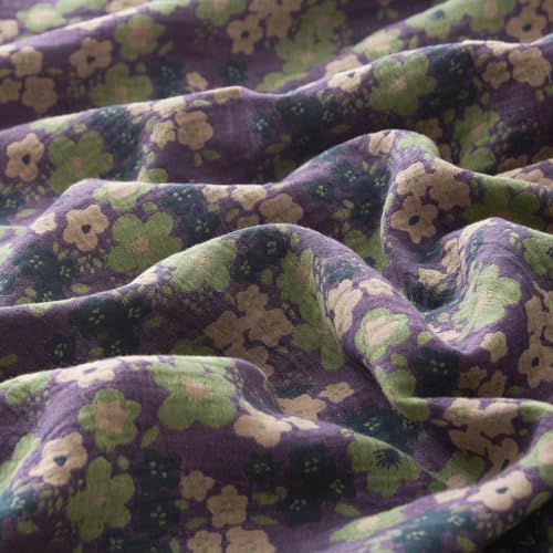 Jacquard Floral Duvet Cover Queen 90"X90" Purple Green Flower