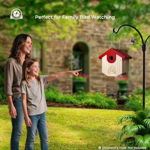 SISTERBIRD Wren Bird Houses for Outside, Bird House Warming Gifts, Red