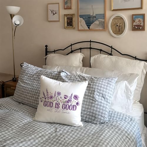 Purple Floral Christian Decorative 18x18 Pillow Cover