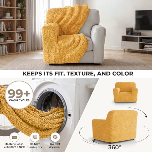PAULATO Premium Stretch Couch Covers for Sofa - Sofa Chair Cover Washable, Dogs & Pets Friendly - Elastic Polyester Loveseat Slipcovers - Non-Slip Love Seat Couch Covers - Mango (21"-39" Wide)
