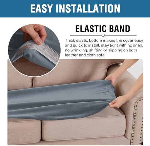H.VERSAILTEX Velvet Stretch Individual Couch Cushion Cover Plush Cushion Slipcover for Loveseat Sofa Cushion Furniture Protector Seat Cushion Sofa Cover (1 Piece Sofa Cushion Cover, Stormy Blue)