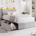 GarveeHome Twin Bed Frame, Platform Bed with Storage Headboard & Drawers