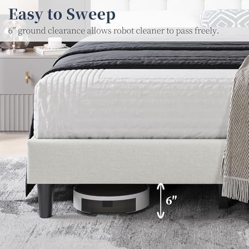 Yaheetech Queen Size Upholstered Tufted Bed Frame with Headboard