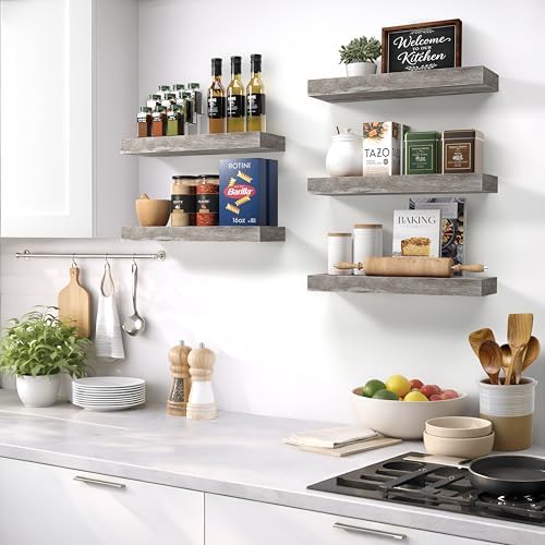 Sorbus 16 Inch Floating Shelves for Wall (2 Pack, Grey)