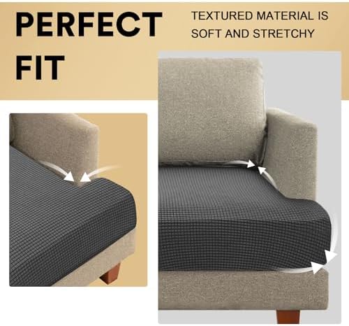 PrinceDeco Stretch T Cushion Sofa Slipcovers 3 Piece,Pets Friendly,Gray