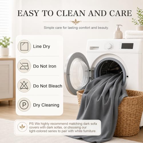 3Pcs Sofa Covers - Streth Sofa Slipcovers Couch and Loveseat Covers Set Washable Furniture Protector for Living Room Armchair with Non-Slip Elastic Bottom for Kids, Pets, WrinkleProof