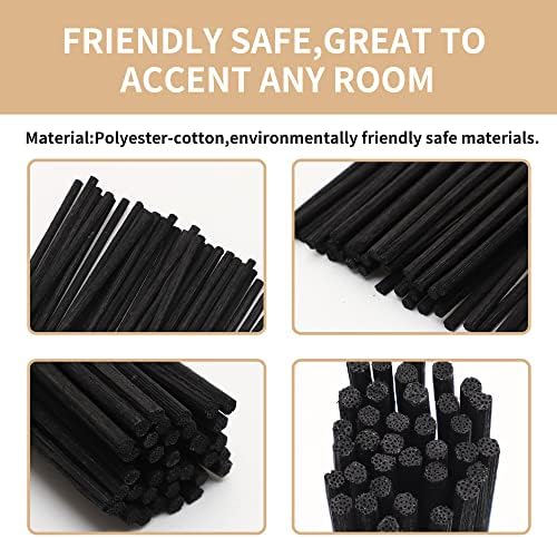 VFULIE 100PCS Reed Diffuser Sticks, Refill Replacement for Aroma Fragranc (100, Black)