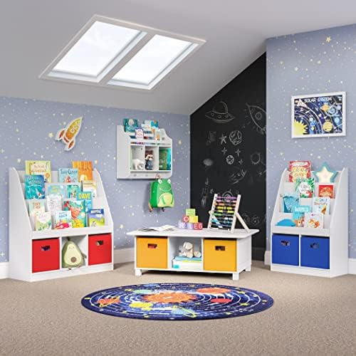 RiverRidge Kids 4 shelves Three Cubbies Bookrack, White (02-251), 11.81"D x 35"W x 36"H