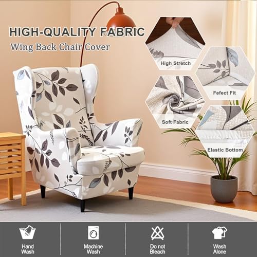 NILUOH Wingback Chair Covers 2-Piece, Armchair Slipcovers for Living Room