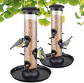 Tube Bird Feeders for Outdoors,13" 6-Port Seed Catcher,Black,2 PK