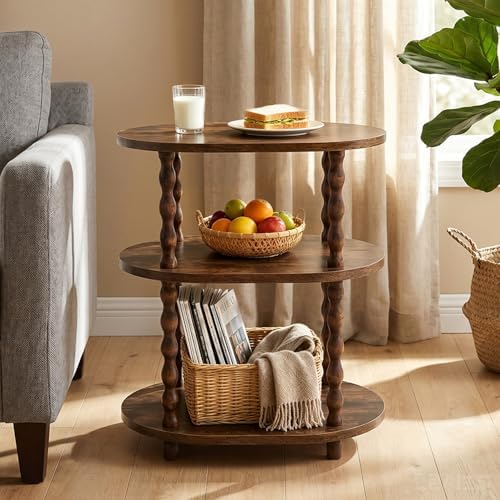 Narrow Side Table, 3-Tier End Table with Storage for Small Spaces