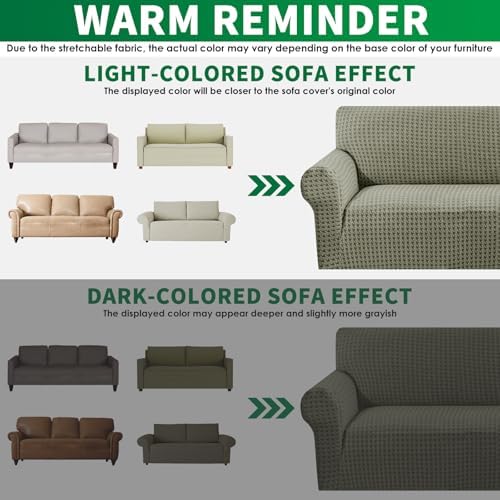 MAXIJIN Stretch Extra Large Couch Cover Sofa Covers (91"-110" Oversized Sofa Slipcovers with Non-Slip Foam & Elastic Strap, Dog Cat Pet Friendly Furniture Protector (X-Large, Army Green)