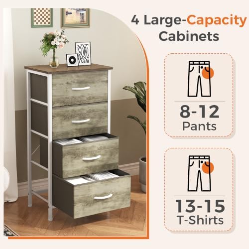 Sweetcrispy 4 Drawer Dresser, Tall Storage Cabinet for Bedroom and Closet