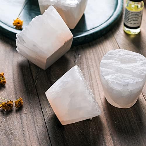 MIYA LIFE Nature Crystal Passive Diffuser Stone Essential Oil Diffuser Hand Carved Selenite Stone Diffuser - Perfect for Meditation Reflection Bedroom Decoration (1 Piece, Cylinder Diffuser)
