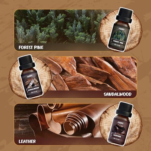 SALUBRITO Woody Fragrance Oils Set, Wood Essential Oil Set for Diffuse, Forest Pine, Sandalwood, Leather, Teakwood, Myrrh, Cedarwood Scented Oil for Candle, Soap Making