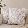 2 Pack French Floral Throw Pillow Covers 18x18in, Purple/Cream