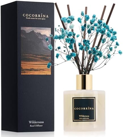 COCORRÍNA Reed Diffuser - Wilderness 6.7 fl oz Scented Diffuser with 8 Sticks Home Fragrance Reed Diffuser for Bathroom Shelf Decor