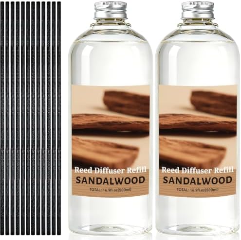SCENTORINI Sandalwood Diffuser Reed Diffuser Refill Oil, 33.81 Fl Oz