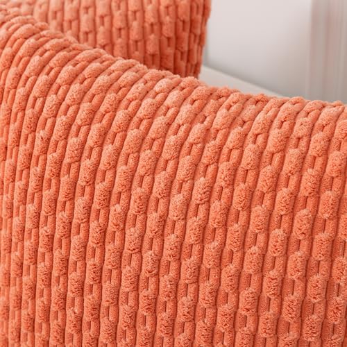 Kevin Textile Soft Corduroy 12"x20" Lumbar Pillow Covers 2 Pack, Coral Red