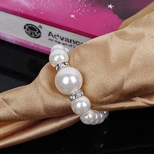 ZiDeTang 20Pcs Pearl Rhinestones Napkin Ring for Table Decoration Serviette Holder Party Decoration D
