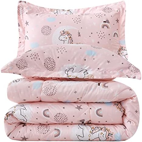 JSD Pink Unicorn Kids Comforter Set Full Size
