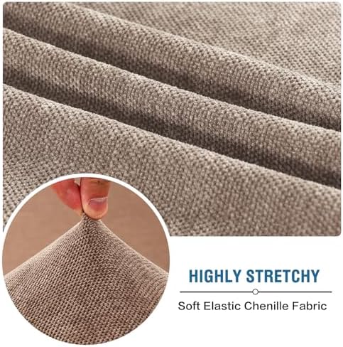 H.VERSAILTEX Stretch Mixed-Color Chenille Sofa Slipcovers for 2 Cushion Couch Soft Sofa Cover Anti Slip Couch Cushion Covers Flexibility with Elastic Bottom(2 Seater Loveseat Cushion Cover,Taupe)