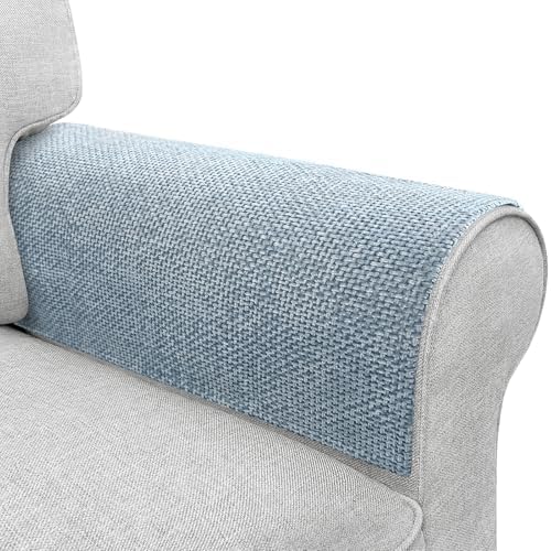 Couch Arm Covers, Sofa Arm Covers, Waterproof Armrest Cover for Sofa, Armchair, Loveseat, Non-Slip Recliner Arm Cover, Headrest Cover, Arm Chair Covers Set of 2 (Light Blue, 24"×20")