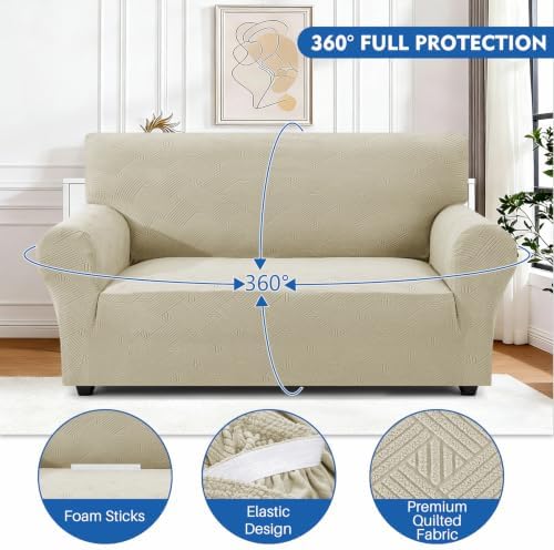 XINEAGE Loveseat Slipcover Pet Friendly, Stretch Couch Cover,Khaki