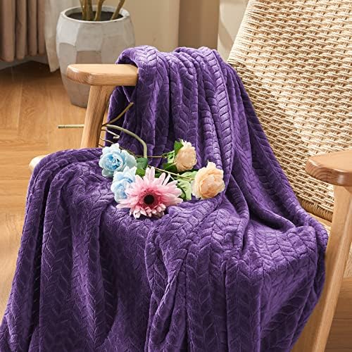 inhand Fleece Throw Blanket, Super Soft Fuzzy Blanket for Couch Sofa Bed Office, Cozy Plush Fleece Blanket Throw Size, Washable Lightweight Flannel Blankets Throw for All Season(50”x60”,Purple)