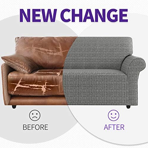ZNSAYOTX Couch Covers for 3 or 4 Cushion Couch High Stretchy Spandex Pet Friendly Sofa Slipcover 1 Piece Non Slip Couch Covers Extra Large Furniture Protector (Black and White, XL Sofa)