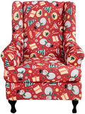HAOYONG Christmas Stretch Wingback Chair Cover 2 Pieces Wing Chair Slipcover Printed Wingback Armhair Slipcover Wingback Washable Sofa Covers Christmas Decoration Furniture Protector for Armchair