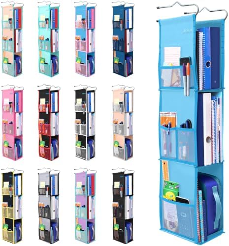 ABRA® 3 Shelf Hanging Locker Organizer for School, Gym, Work, Storage | Deep Shelves 6.5”x 9”| Eco-Friendly Fabric Healthy for Children | Adjustable School Locker Shelf from 3 to 2 Shelves (Sky Blue)