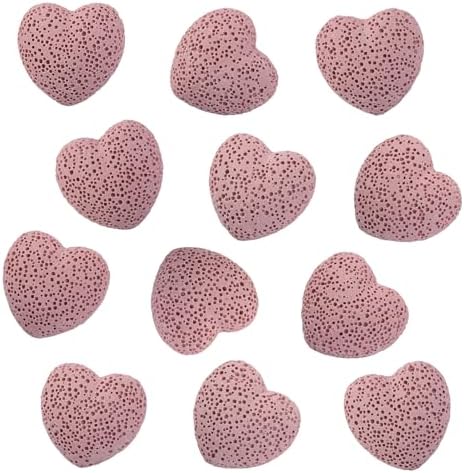 rockcloud 10 PCS 0.9" Pink Lava Rock Stone Heart Shape Pocket Stones